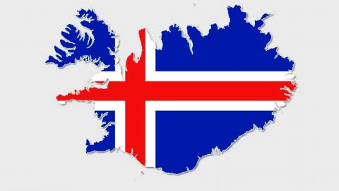 Iceland map and flag